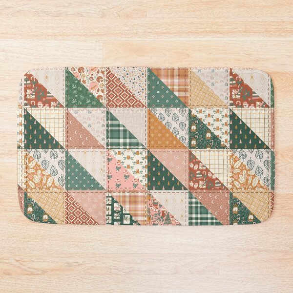 Item preview, Boho Christmas Patchwork Faux Quilt designed and sold by BlossomCreative.