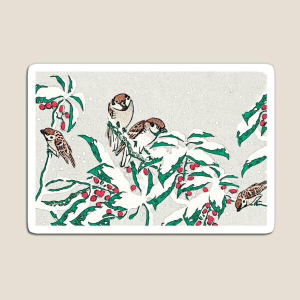 Sparrows in the snow Magnet