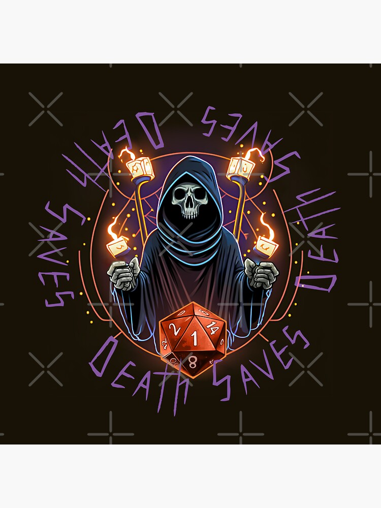 "Death Saves D&D Theme Dungeons & Dragons TTRPG Role Playing Gaming D20" Sticker for Sale by