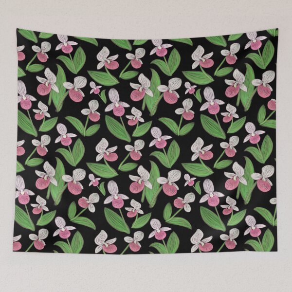 Item preview, Showy Lady Slippers Seamless Pattern - Original & Black designed and sold by EcoElsa.