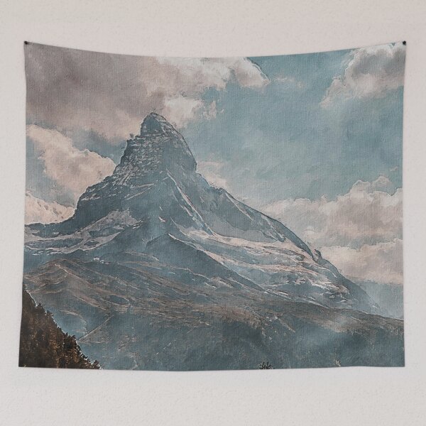 Item preview, Matterhorn Mountain Switzerland Zermatt, European Swiss Alps Mountains, Winter Matterhorn Landscape Oil Paint, Switzerland Highest Peak designed and sold by Paintcorner.