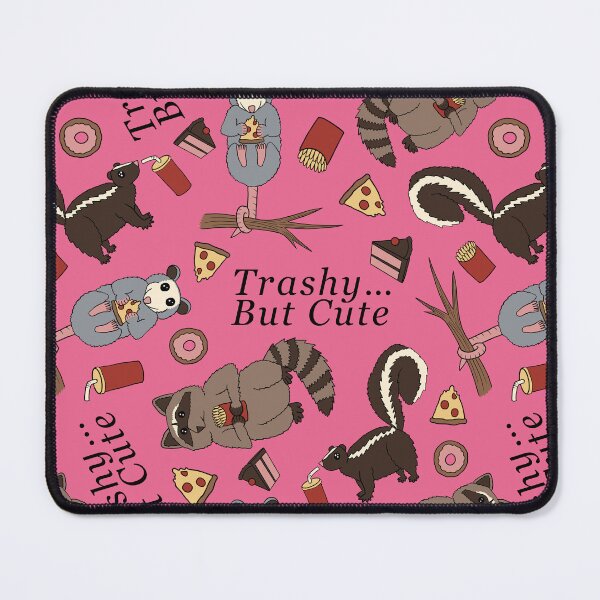 Item preview, Trashy... But Cute Pattern - Raccoon, Opossum, Skunk Pattern - junk food pattern - pale violet red background designed and sold by EcoElsa.