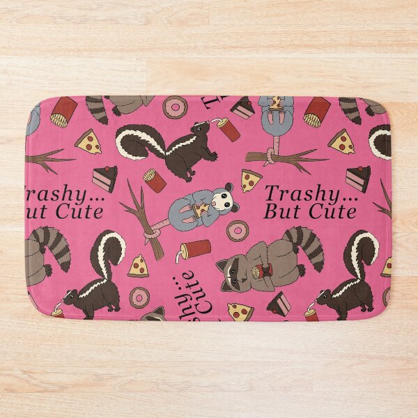 Item preview, Trashy... But Cute Pattern - Raccoon, Opossum, Skunk Pattern - junk food pattern - pale violet red background designed and sold by EcoElsa.