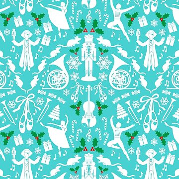Artwork thumbnail, Nutcracker ballet Christmas pattern by Jennifer Ladd