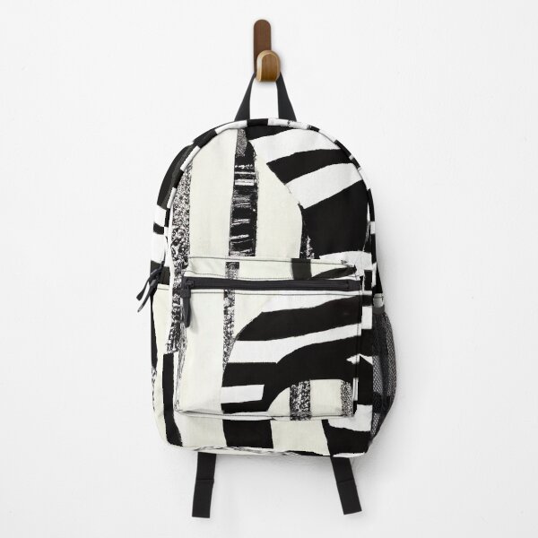 Item preview, Black and White Abstract Face - Stripes - High Contrast Expressionism designed and sold by Inomaly Art.
