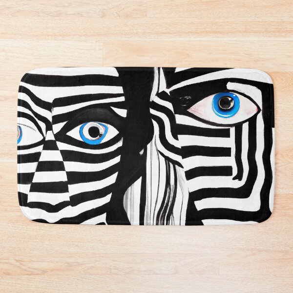 Item preview, Black and White Abstract Faces - Stripes - High Contrast Expressionism designed and sold by Inomaly Art.