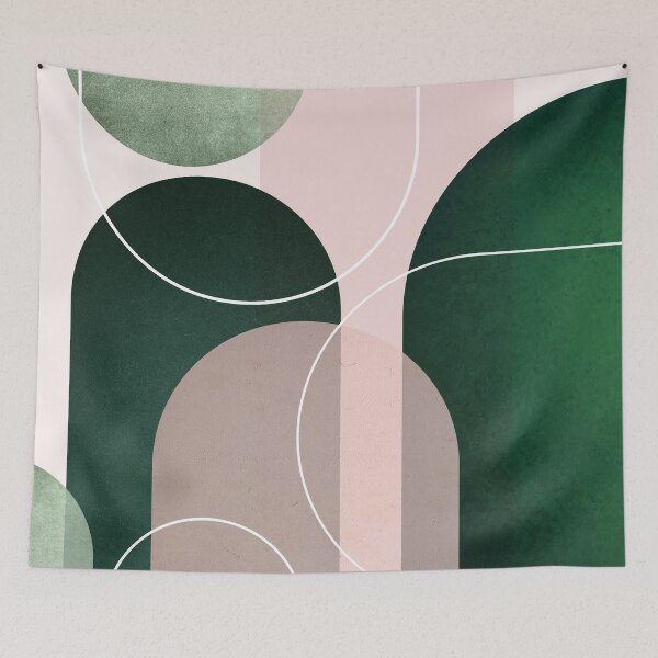 Item preview, Mid Century Arches in Pink and Green 1 designed and sold by UrbanEpiphany.