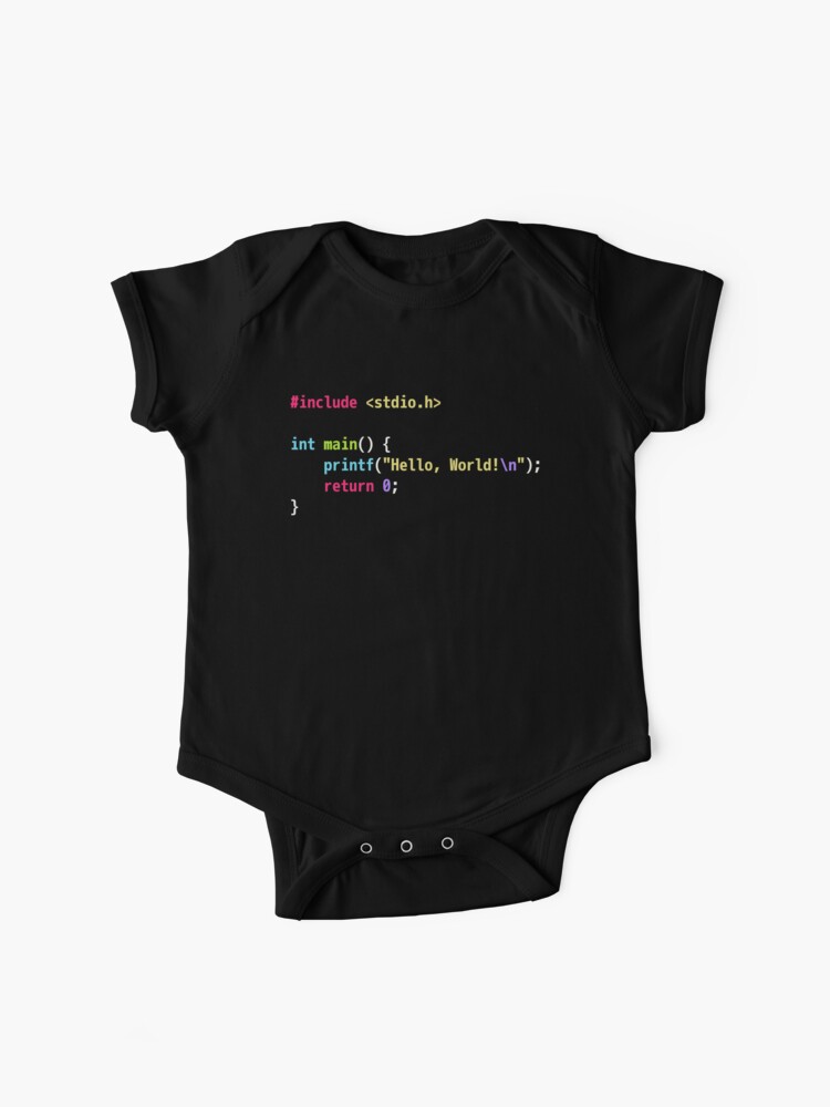 Hello World C Code Dark Scheme Syntax Highlighting Baby One Piece By Geeksta Redbubble