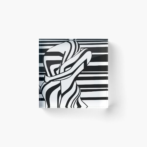 Artikelvorschau, Black and White Abstract Couple - Stripes - High Contrast Expressionism entworfen und verkauft von Inomaly Art.