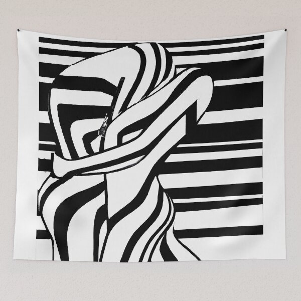 Item preview, Black and White Abstract Couple - Stripes - High Contrast Expressionism designed and sold by Inomaly Art.