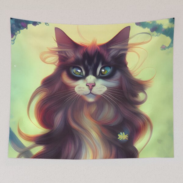 Item preview, Long Haired Cat - Modern Digital Art designed and sold by Ai-michiart.