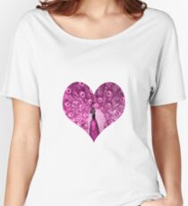 elbkatz` peacock heart pink Women's Relaxed Fit T-Shirt