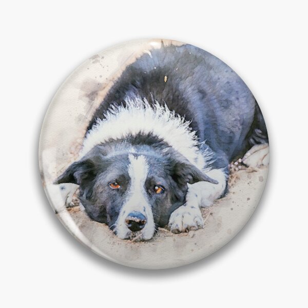 Item preview, Cute Border Collie Lying on Ground Watercolor designed and sold by Amy Mitchell.
