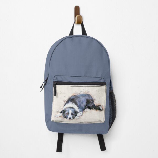 Item preview, Cute Border Collie Lying on Ground Watercolor designed and sold by Amy Mitchell.