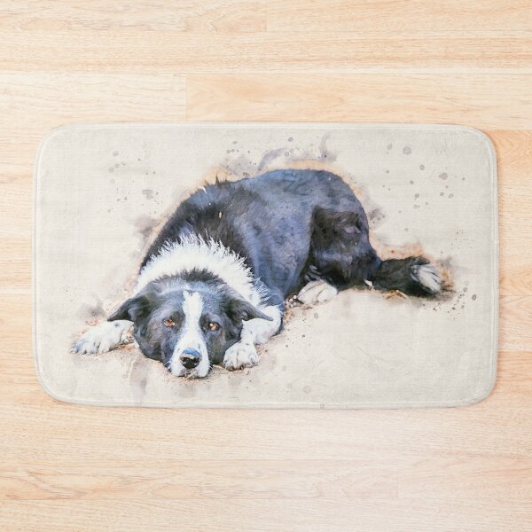 Item preview, Cute Border Collie Lying on Ground Watercolor designed and sold by Amy Mitchell.