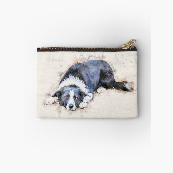 Item preview, Cute Border Collie Lying on Ground Watercolor designed and sold by Amy Mitchell.