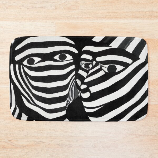 Item preview, Black and White Abstract Art Faces - Stripes - High Contrast Expressionism designed and sold by Inomaly Art.