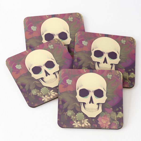 Item preview, Vintage flowers watercolors and cool skull designed and sold by ZiolaRosa.