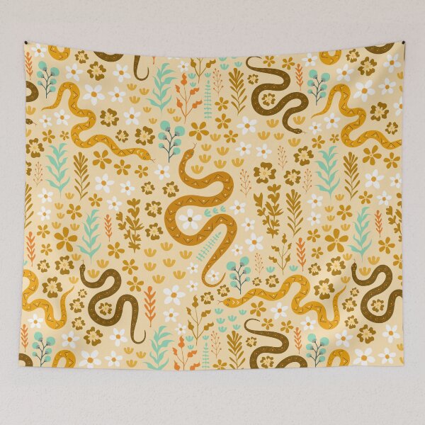 Item preview, Snake Floral Pattern - peach yellow designed and sold by prirajdesigns.