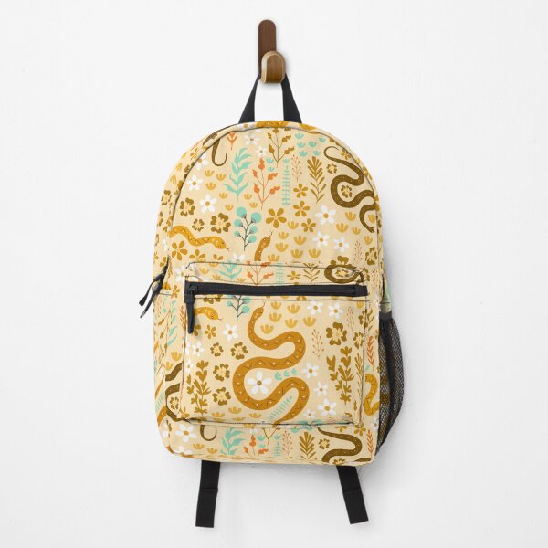 Vista previa del artículo con la obra «Patrón floral de serpiente - amarillo melocotón», diseñado y vendido por prirajdesigns.