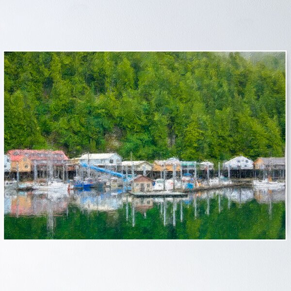 Artikelvorschau, Stylized photo of the float plane dock in Pelican Harbor on the Lisianski Inlet on Chichagof Island, AK. entworfen und verkauft von NaturaLight.