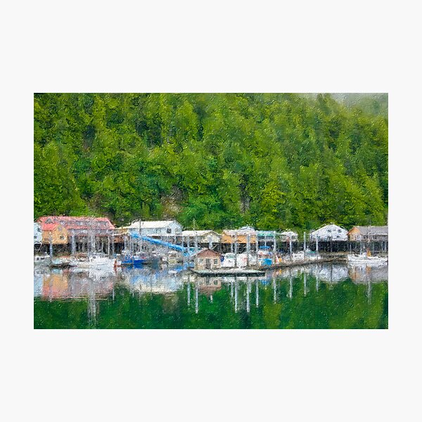 Item preview, Stylized photo of the float plane dock in Pelican Harbor on the Lisianski Inlet on Chichagof Island, AK. designed and sold by NaturaLight.