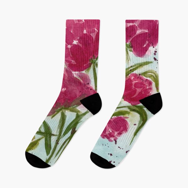 Item preview, Pink watercolor peony flowers and leaves designed and sold by Tammy Kaye.
