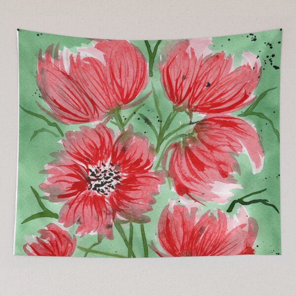 Item preview,  Red watercolor wildflowers bouquet designed and sold by Tammy Kaye.