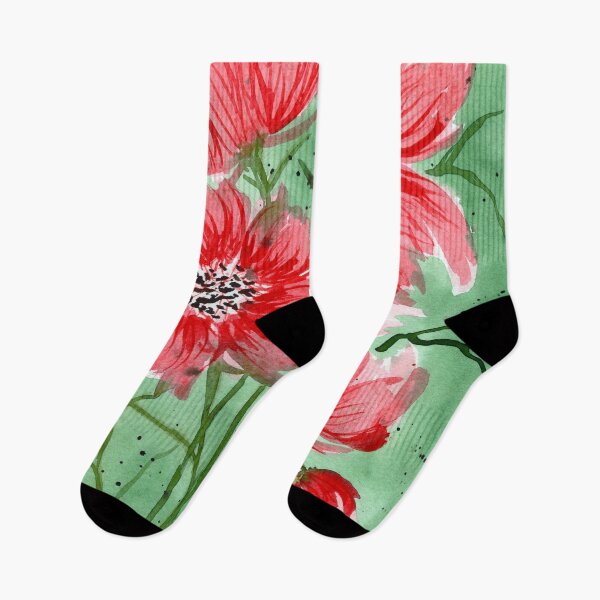 Item preview,  Red watercolor wildflowers bouquet designed and sold by Tammy Kaye.