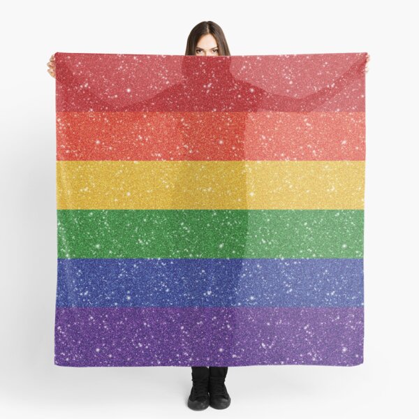 Faux Glitter LGBTQ Pride Rainbow Flag Background Scarf