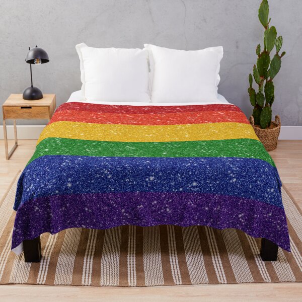 Faux Glitter LGBTQ Pride Rainbow Flag Background Throw Blanket