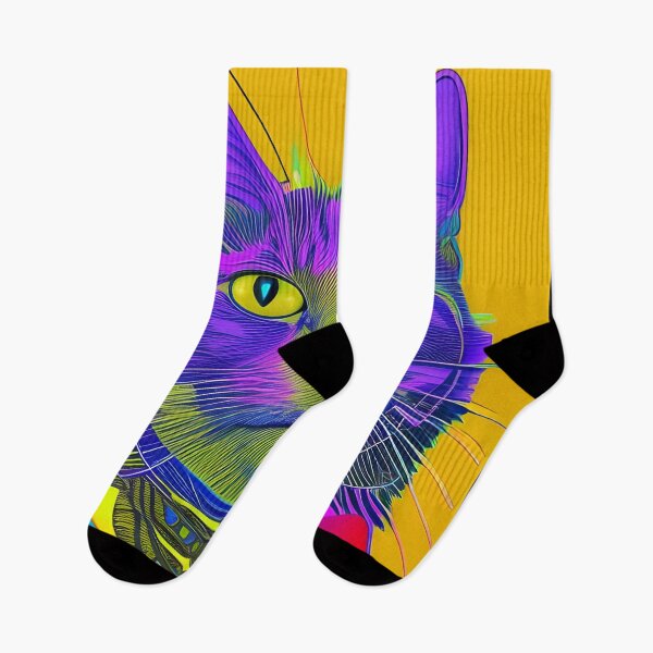 Item preview, Psychedelic Cat with Green and Purple  designed and sold by JKirchnerArt.