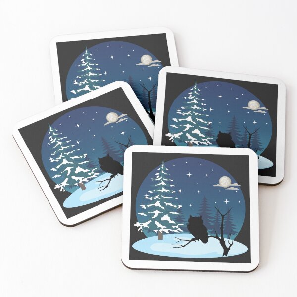 Item preview, Winter Nights Fullmoon Snowy Owl Silhouette Art Square designed and sold by 27th-Tee.