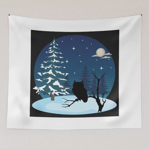 Item preview, Winter Nights Fullmoon Snowy Owl Silhouette Art Square designed and sold by 27th-Tee.
