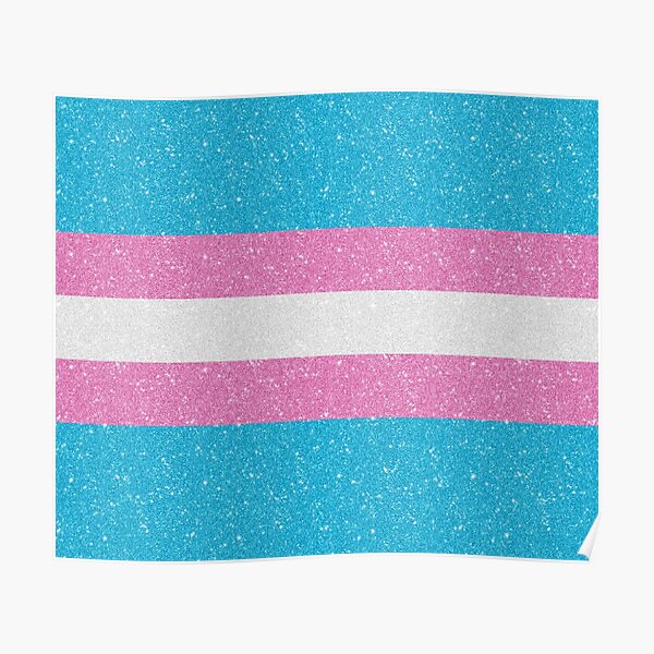 Faux Glitter Transgender Pride Flag Background Poster For Sale By