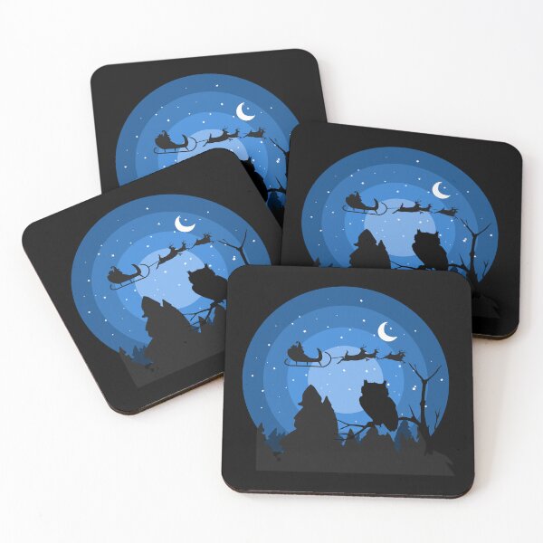 Artikelvorschau, Winternächte Snowy Owl und Santa Silhouette Art entworfen und verkauft von 27th-Tee.