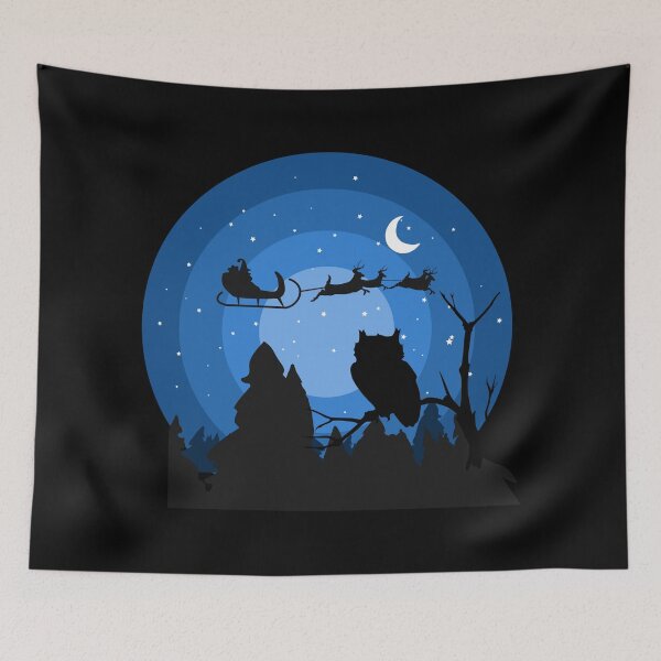 Item preview, Winter Nights Snowy Owl and Santa Silhouette Art designed and sold by 27th-Tee.