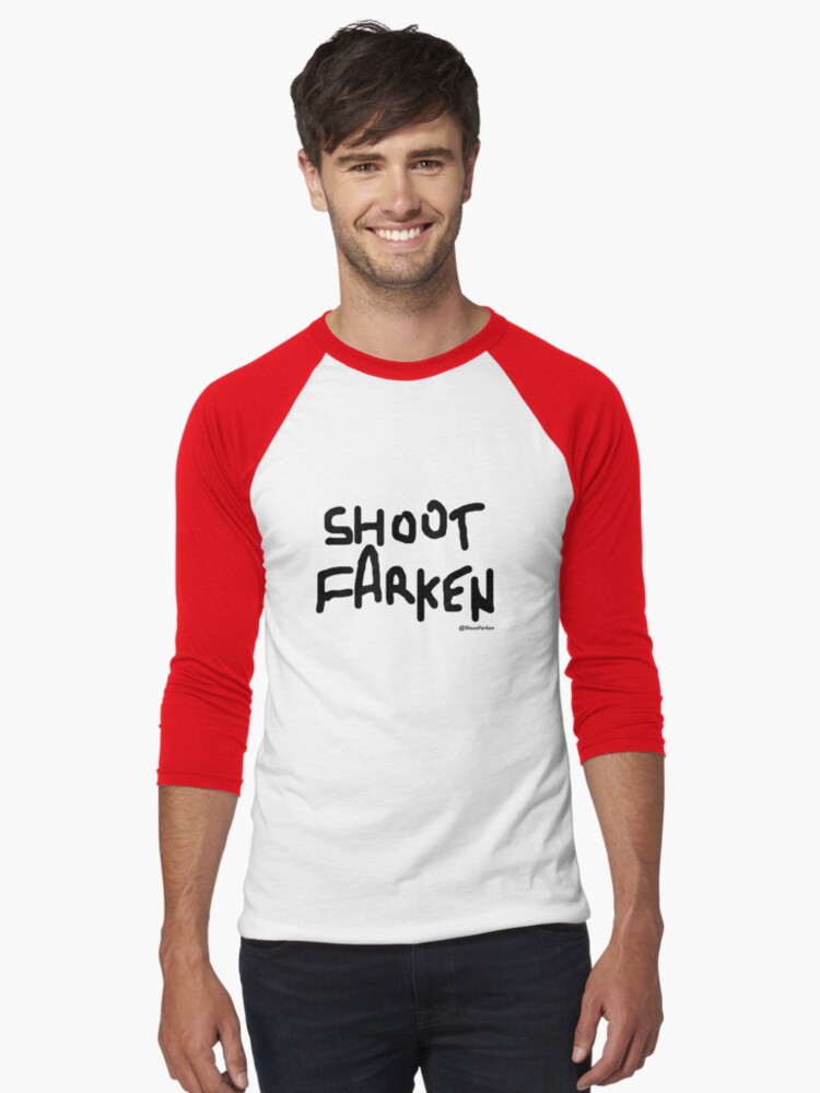 Thumbnail 1 of 3, Baseball ¾ Sleeve T-Shirt, Shoot Farken Black Logo designed and sold by ShootFarken.