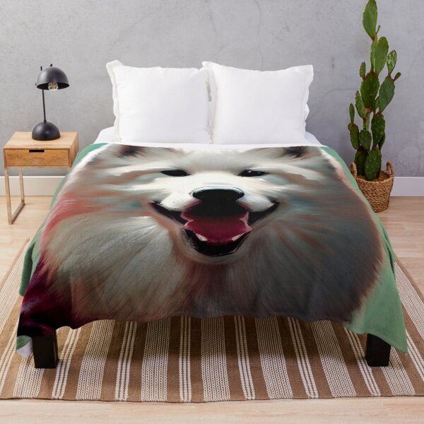 Item preview, Fluffy Friend: Samoyed Dog Portrait Art Print designed and sold by supeart.
