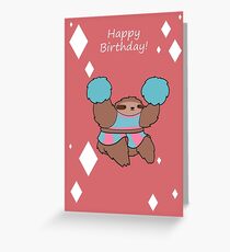 "Happy Birthday" Cheerleader Sloth Greeting Card