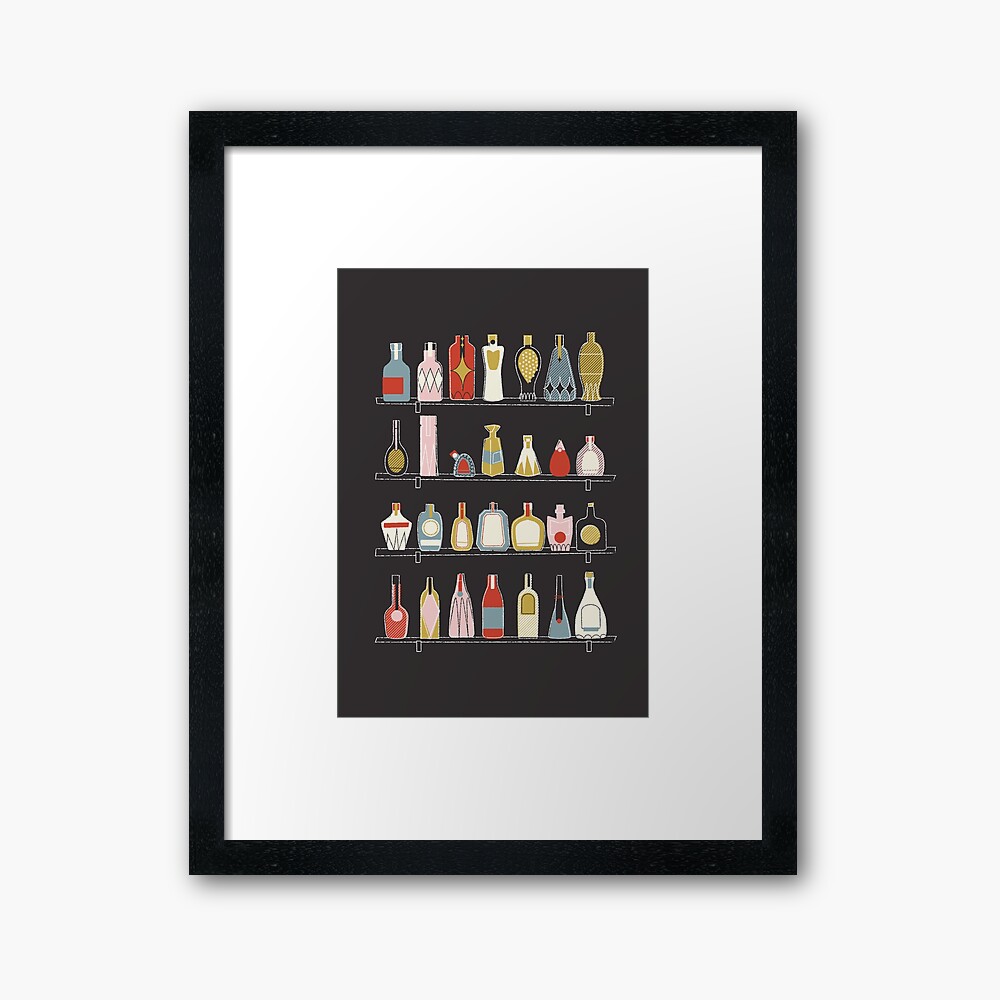 Mid Century Bottles Framed Art Print