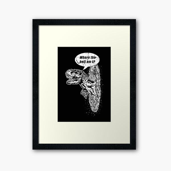 Funny Confused Dinosaur Framed Art Print