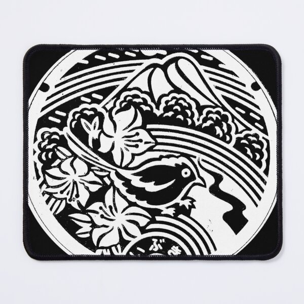 Item preview, Bird in front of mountain on manhole in Japan - white designed and sold by mattraski.