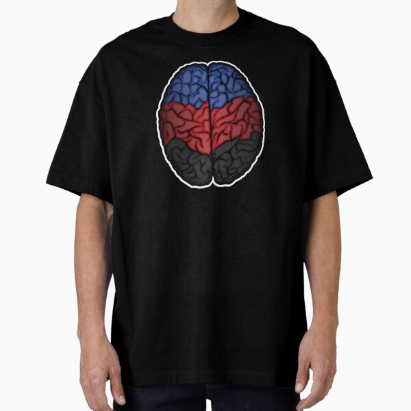 Large Polyamory Pride Flag Colored Brain Vector Oversized T-Shirt