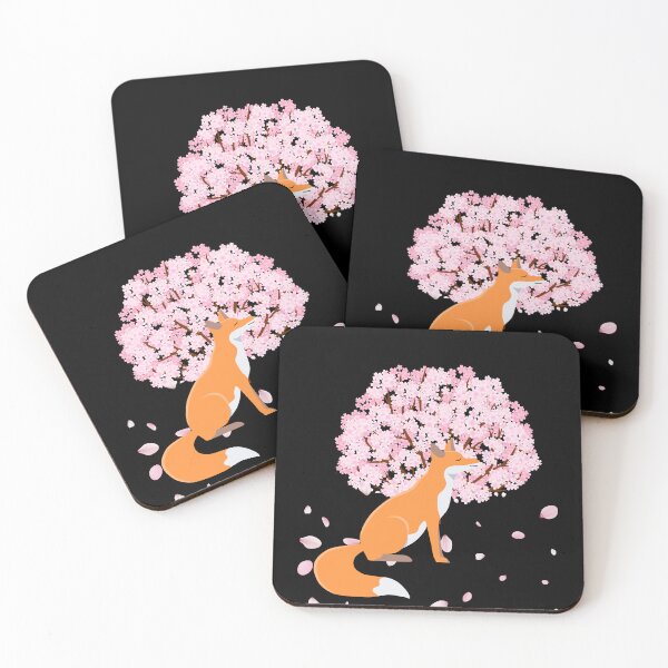Item preview, japanese fox cherry blossom flower sakura trees kawaii designed and sold by ColourTrials.