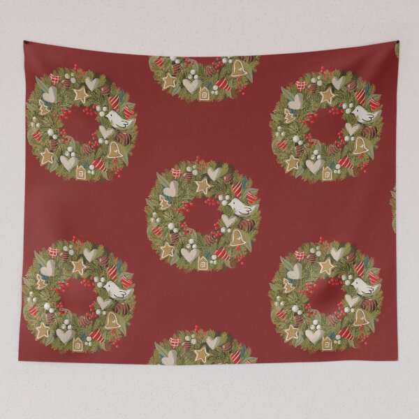 Item preview, Festive Christmas wreath with gingerbread cookies digital illustration  designed and sold by Bonheurem.