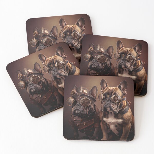 Item preview, Couple of cute Steampunk vintage Frenchie Dogs French bulldog fantasy designed and sold by ladarkepoque.