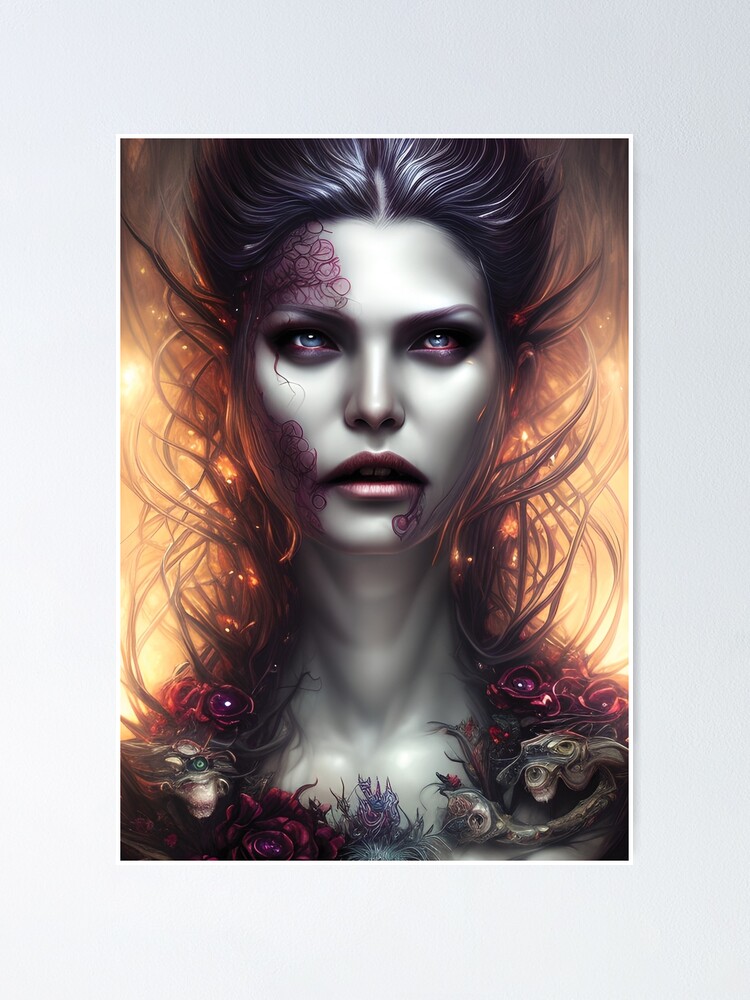 Mysterious Gothic Woman | Gothic Aesthetic | Beautiful Vampire Woman |  Poster