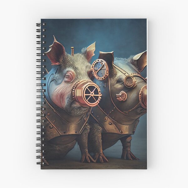 Item preview, Beautiful couple of Steampunk pigs love animal pet fantasy designed and sold by ladarkepoque.