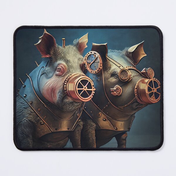 Item preview, Beautiful couple of Steampunk pigs love animal pet fantasy designed and sold by ladarkepoque.